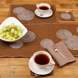 Cheyenne Burlap Linen Table Runner ?C Hand Printed ?C 100% Linen ?CFringed Edge- Prewashed, Pre-shrunk, and Machine Washable ?C Chocolate Brown (14X36, White Dandelion)