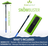 EVERSPROUT Never-Scratch SnowBuster 7-to-24 Foot (Up to 30 Ft Standing Reach) | Pre-Assembled Extendable Roof Rake for Snow Removal | Heavy-Duty Aluminum, Soft Foam Pad | Exclusive Push/Pull Design