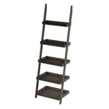 Ladder Bookshelf- 5 Tier Leaning Decorative Shelves for Display-Slate Gray Shelf Stand-Living Room Bathroom & Kitchen Shelving by Lavish Home