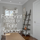 Ladder Bookshelf- 5 Tier Leaning Decorative Shelves for Display-Slate Gray Shelf Stand-Living Room Bathroom & Kitchen Shelving by Lavish Home